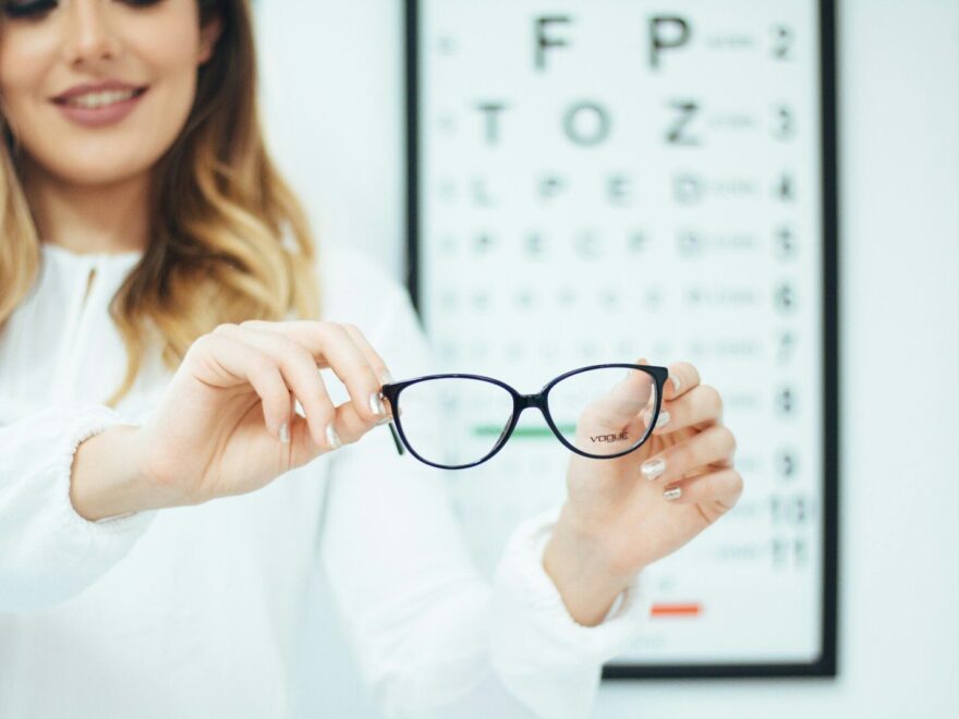 black framed eyeglasses